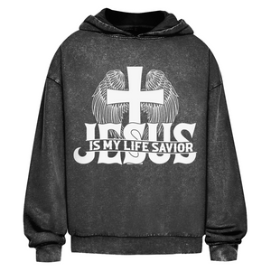 Oversize Washed Hoodie jesus is my life savior
