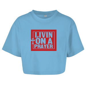 Damen Oversize Crop Top livin on a prayer