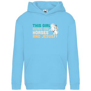 Kinder Hoodie this girl runs on horses and jesus