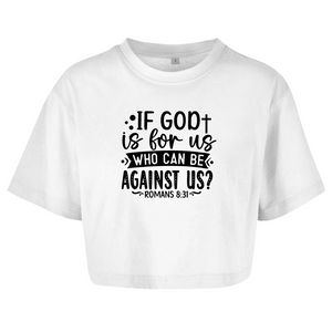 Damen Oversize Crop Topif god is for us romans 8:31