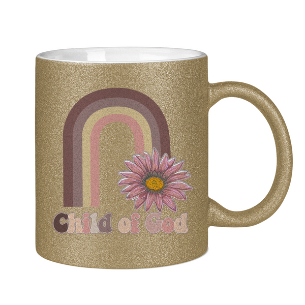 Glitzertasse child of god regenbogen