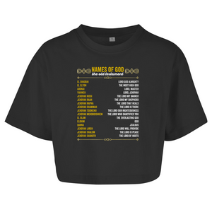 Damen Oversize Crop Top names of god