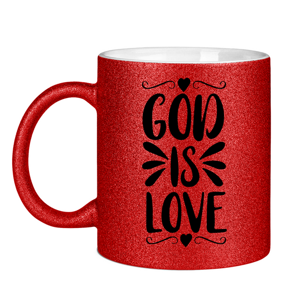 Glitzertasse god is love