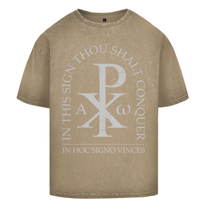 Oversize Washed T-Shirt in hoc signo vinces Christogramm