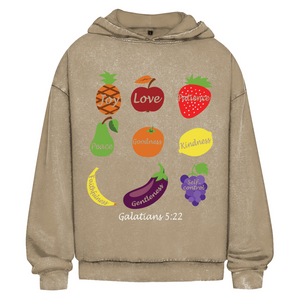 Oversize Washed Hoodie Joy Love Patience galatians 5:22