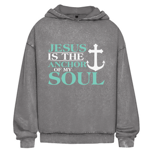 Oversize Washed Hoodie jesus is the anchor of my soul segeln