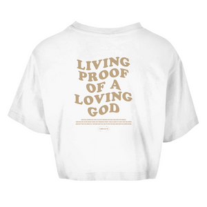 Damen Oversize Crop Top a loving god 1 john 4:9-10