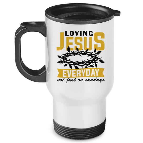 Edelstahl-Thermobecher loving jesus everyday