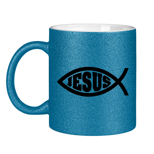 Glitzertasse Ichthys fisch christliches symbol