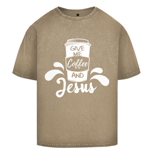 Oversize Washed T-Shirt give me coffee and jesus