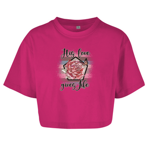 Damen Oversize Crop Top his love gives life