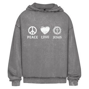 Oversize Washed Hoodie peace love jesus