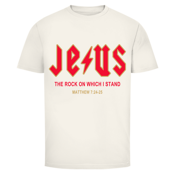 Herren T-Shirt jesus the rock matthew 7:24-25