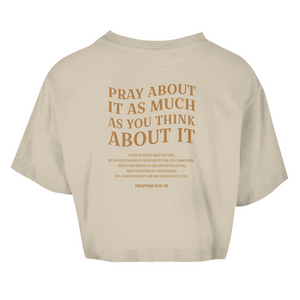Damen Oversize Crop Top pray about it philippians 4:6-7
