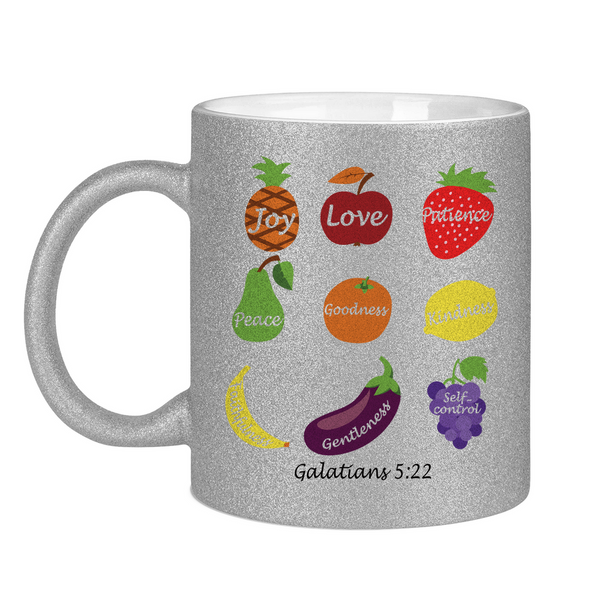 Glitzertasse joy love peace galatians 5:22