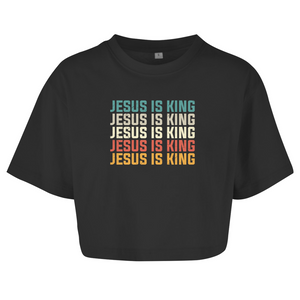 Damen Oversize Crop Top jesus is king vintage