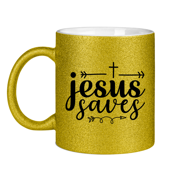 Glitzertasse jesus saves