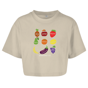 Damen Oversize Crop Top Joy Love Patience galatians 5:22