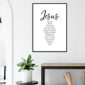 jesus namen 16.14 Poster mit Holzrahmen