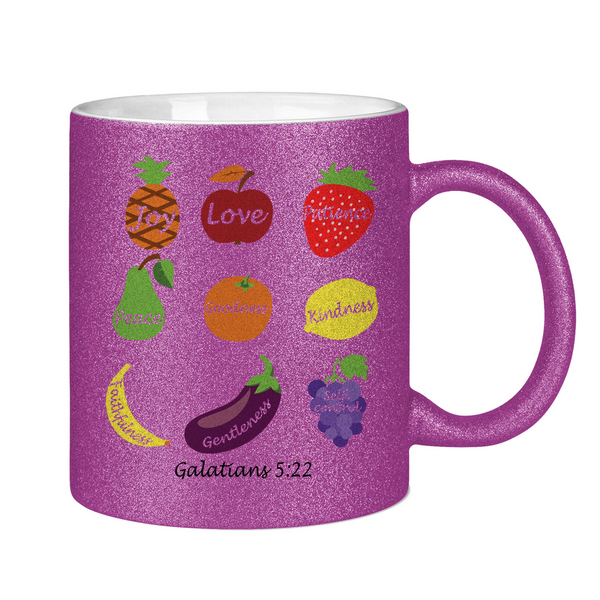 Glitzertasse joy love peace galatians 5:22