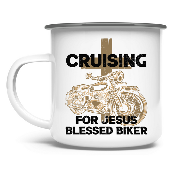 Emaille Tasse cruising for jesus blessed biker