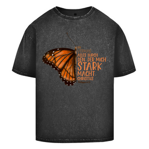 Oversize Washed T-Shirt der mich stark macht schmetterling
