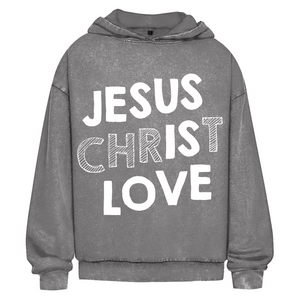 Oversize Washed Hoodie jesus christ love