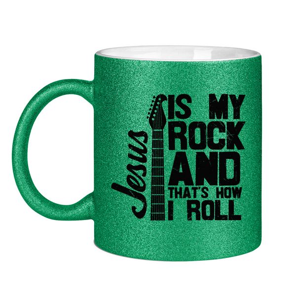 Glitzertasse jesus is my rock gitarrenspieler