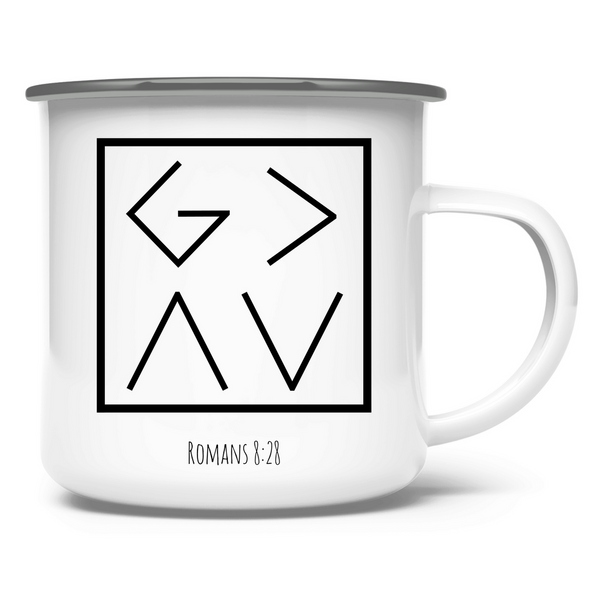 Emaille Tasse got is greater romans 8:28 abkürzung