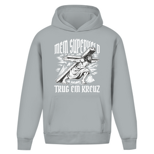Oversize Hoodie Ohne Kordel mein superheld trug ein kreuz