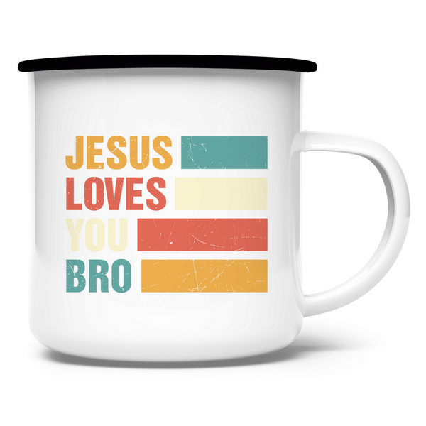 Emaille Tasse jesus loves you bro