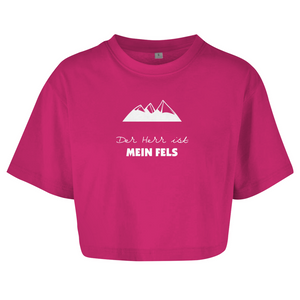 Damen Oversize Crop Top der herr ist mein fels