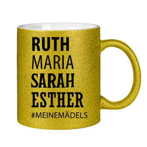 Glitzertasse ruth maria sarah esther