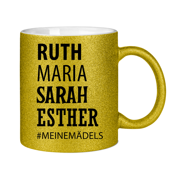 Glitzertasse ruth maria sarah esther