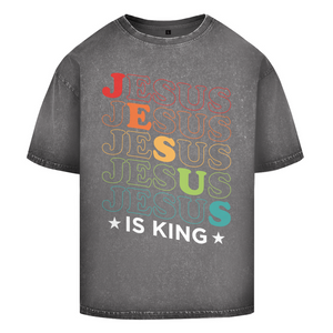 Oversize Washed T-Shirt jesus is king retro