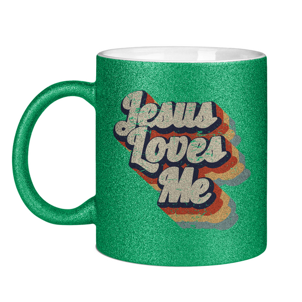 Glitzertasse jesus loves me