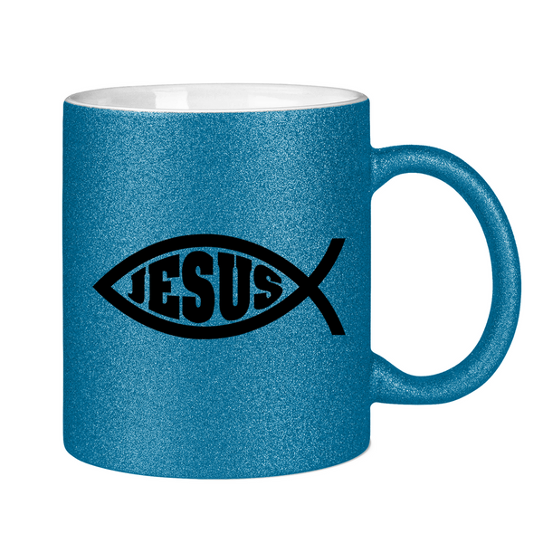 Glitzertasse Ichthys fisch christliches symbol