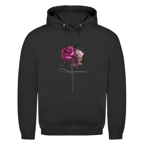 Herren Hoodie jesus blumen