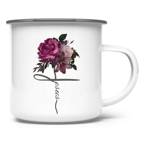 Emaille Tasse jesus blume