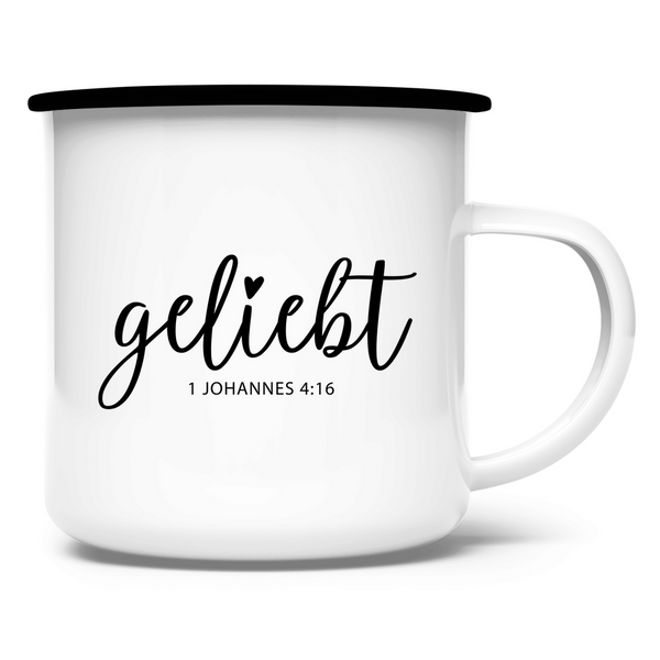 Emaille Tasse geliebt 1 johannes 4:16