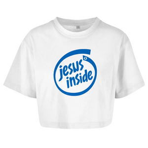 Damen Oversize Crop Top jesus inside