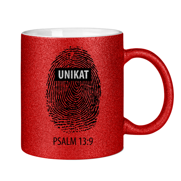 Glitzertasse unikat fingerabdruck psalm 13:9