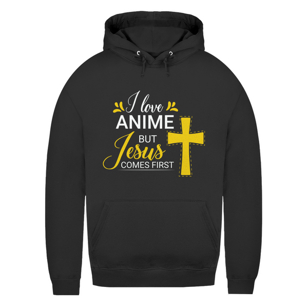 Damen Hoodie i love anime but jesus comes first