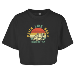 Damen Oversize Crop Top faith like noah nebrews 11:7