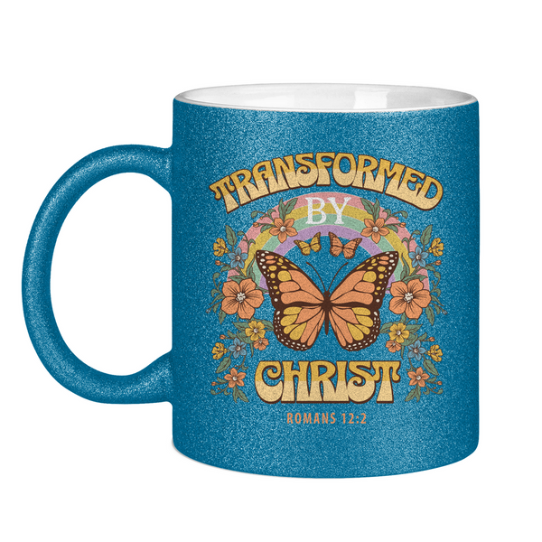 Glitzertasse transformed by christ romans 12:2