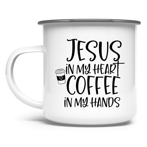 Emaille Tasse jesus in my heart coffee in my hands