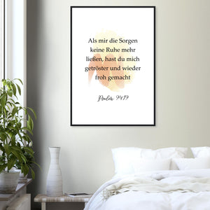 wieder froh gemacht psalm 94.19 Poster mit Holzrahmen