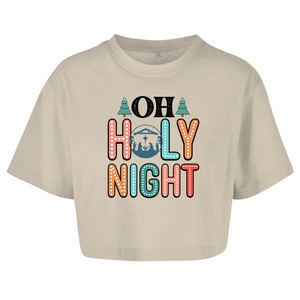Damen Oversize Crop Top oh holy night