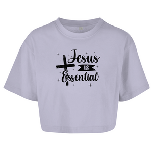 Damen Oversize Crop Top jesus is essential