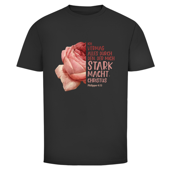 Herren T-Shirt der mich stark macht rose philipper 4:13